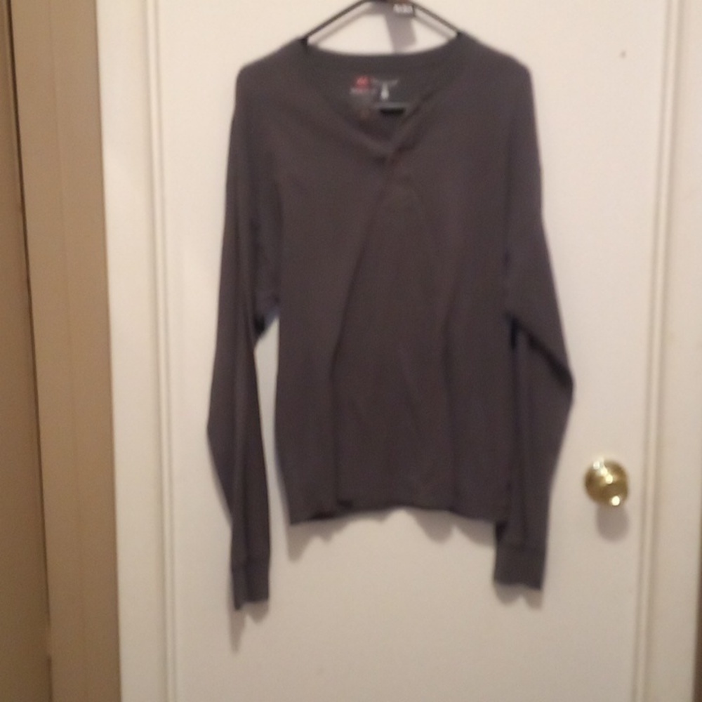 Hanes Beefy-T Striped Long Sleeve T-Shirt - Size Large